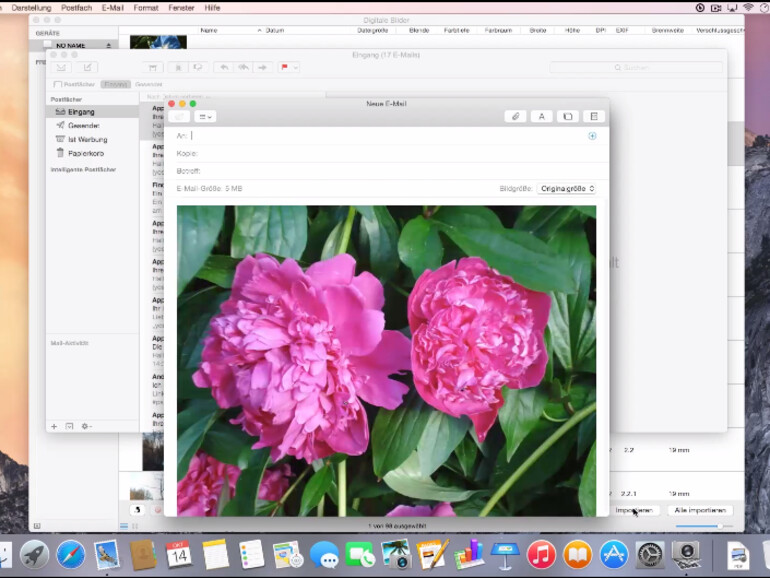 Sie können Fotos direkt von Ihrer Kamera via E-Mail versenden