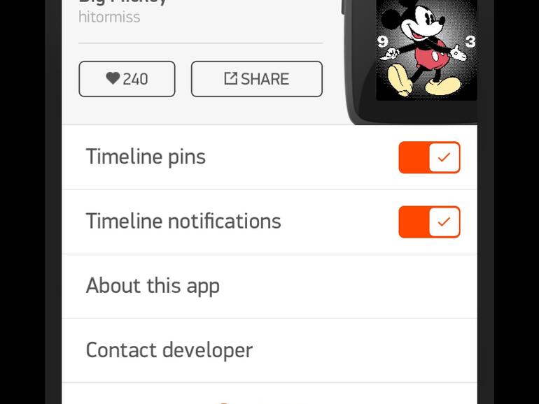 Pebble Time App für iOS - Einstellung eines Zifferblatts 