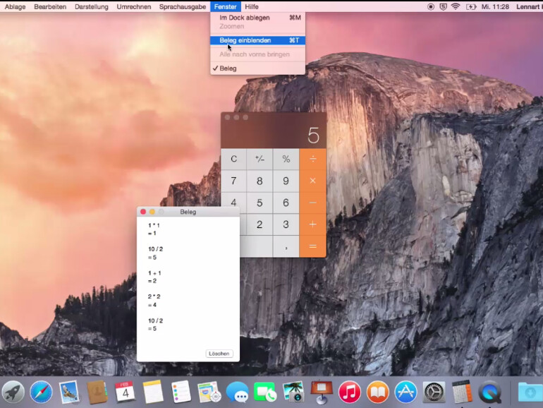 Sie können den Beleg des OS X-Rechners ganz einfach ausdrucken