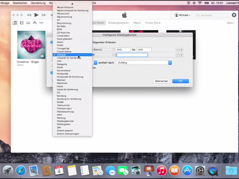Auch in iTunes können Sie intelligente Wiedergabelisten festlegen