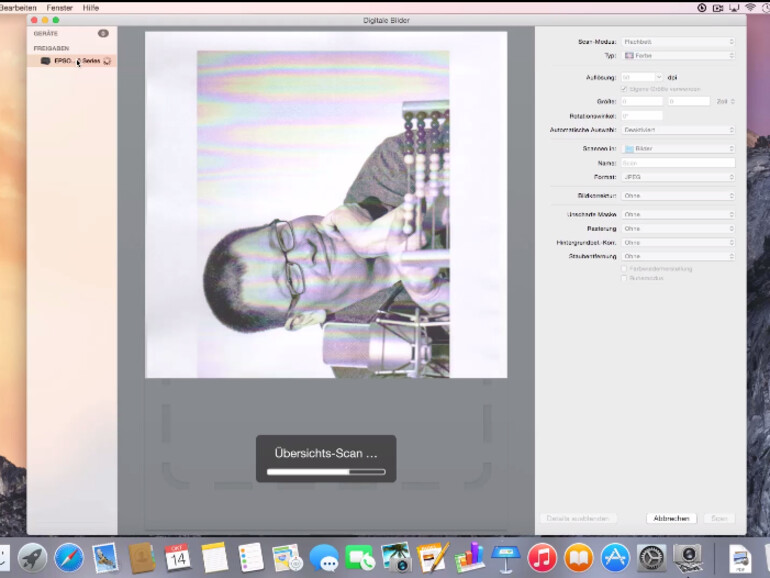 Die App Digitale Bilder kann auch scannen