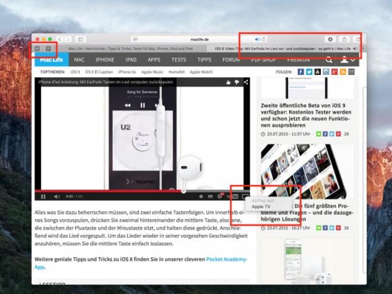 Videos lassen sich nun einfach per AirPlay wiedergeben
