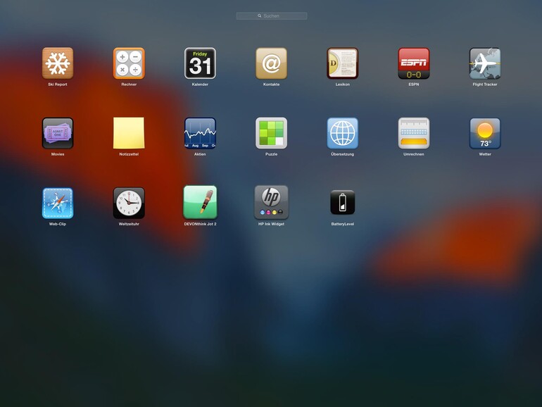 Widgets werden dem Dashboard per Mausklick hinzugefügt.