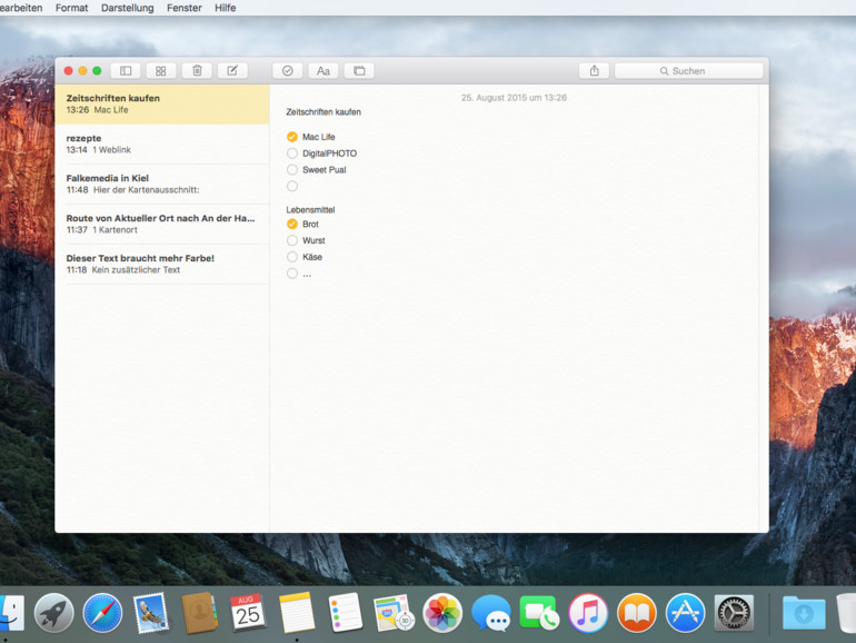In der Notizen-App lassen sich nun unter anderem auch Checklisten anlegen.