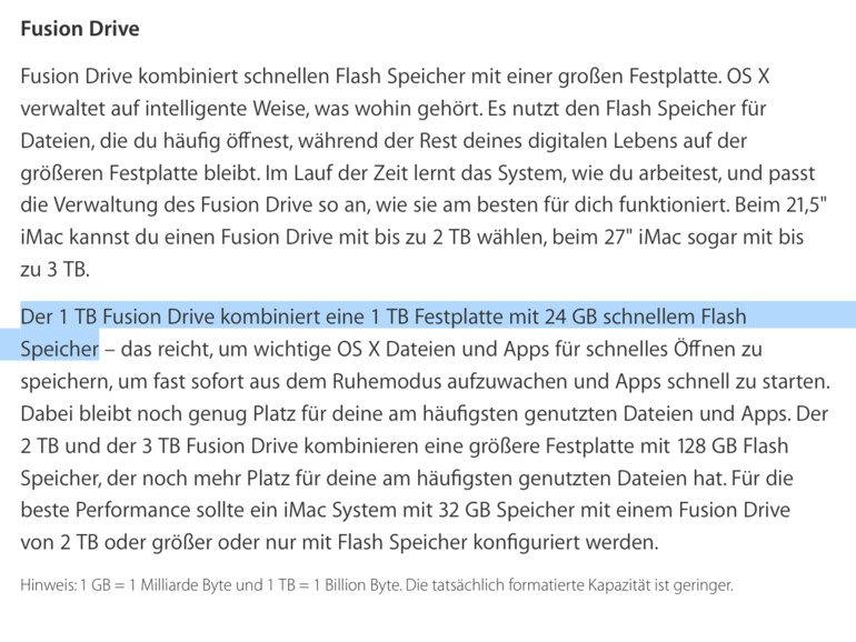 In den Speicherbeschreibungen findet sich der Hinweis auf den reduzierten Flashspeicher