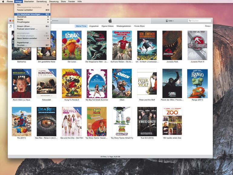 Weitere Videos können Ihrer iTunes-Videothek einfach hinzugefügt werden.