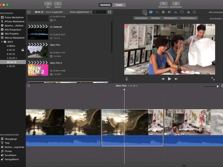 Manchmal wirken Hauttöne unnatürlich. Über die Option Hauttonbalance kann man dies korrigieren, man klickt dazu mit einem Farbwähler auf eine zu verbessernde Hautstelle.