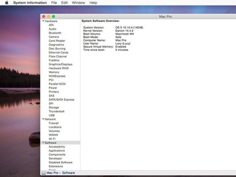 Nachdem du den gesicherten Modus genutzt und neu gestartet hast, kannst du anhand der System-Info sehen, ob OS X normal gestartet ist.