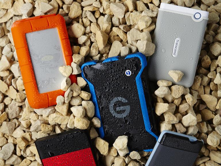 Outdoor-Festplatten müssen Stößen, Staub und Wasser widerstehen.