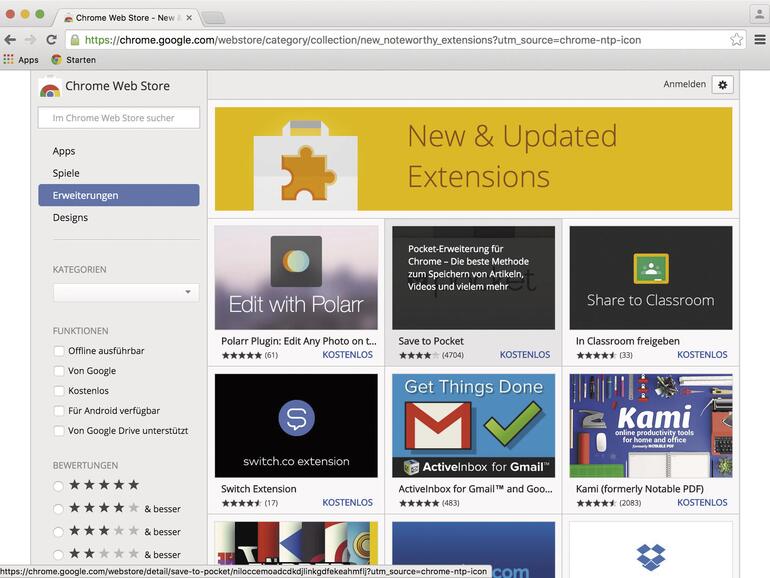 Google Chrome bietet gute Performance und Kompatibilität und kann auf eine große Anzahl an Erweiterungen zurückgreifen.