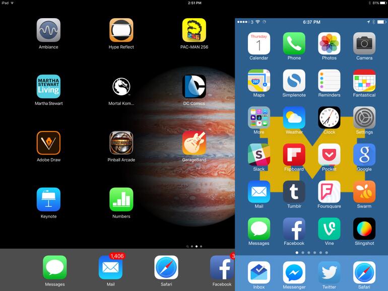 Auf dem Homescreen werden nur 4 x 5 beziehungsweise 5 x 4 Apps dargestellt