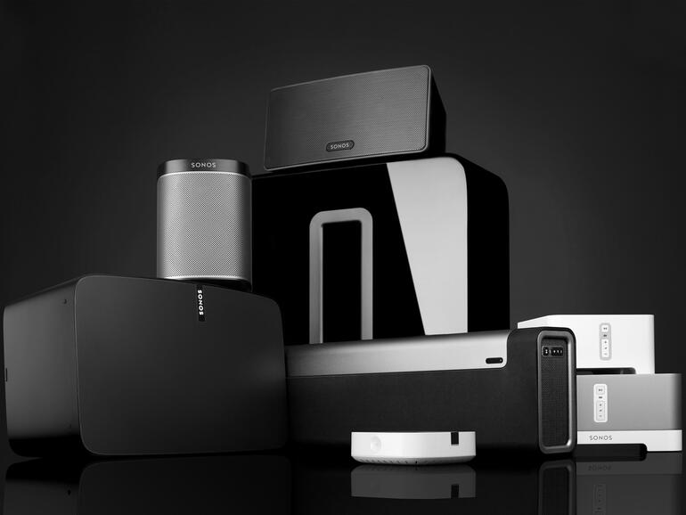 Familienfoto: Sonos-Speaker sind in verschiedenen Größen erhältlich. Darüber hinaus sind auch eine Soundbar und ein Subwoofer zu haben.