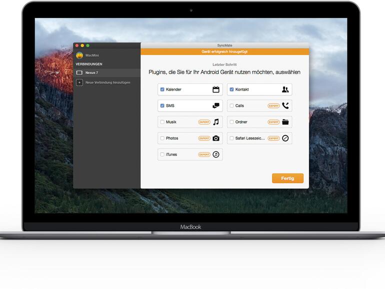 Die kostenlose Version von Syncmate kann nur Kalendereinträge, SMS und Kontakte zwischen Mac und Android-Gerät abgleichen.