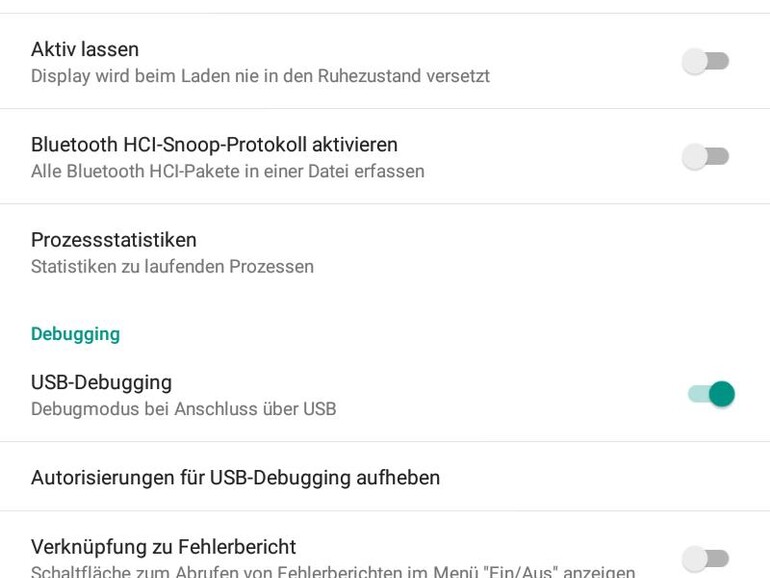 Die Entwickleroptionen von Android werden sichtbar, wenn man in der Systemeinstellung „Über das Gerät“ siebenmal auf die angezeigte Build-Nummer klickt.
