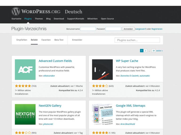 Interessante und nützliche Erweiterungen findest du eventuell in der Liste beliebter Plug-ins.