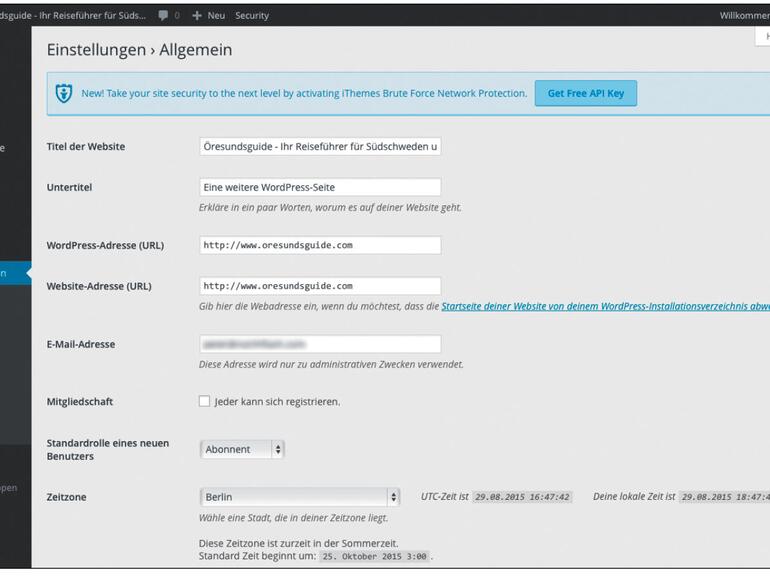 Die vergebenen Titel und Untertitel deiner Webseite änderst du auf Wunsch im Bereich der allgemeinen Einstellungen.