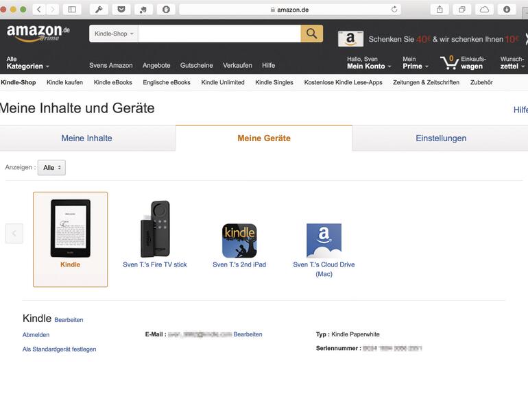 Deauthorisieren Sie das Gerät, das Sie weitergeben möchten, bei allen Diensten wie iTunes (oben) oder Amazon (unten).