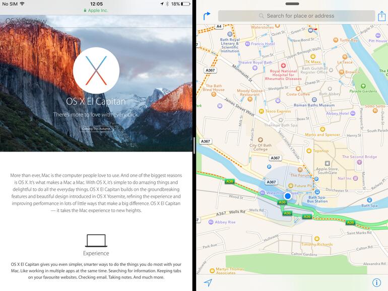 Mit iOS 9 können zwei Apps parallel geöffnet werden. Etwa Safari zum recherchieren und Notizen um, nun ja, Notizen zu machen. Allerdings nur auf neuen iPads.