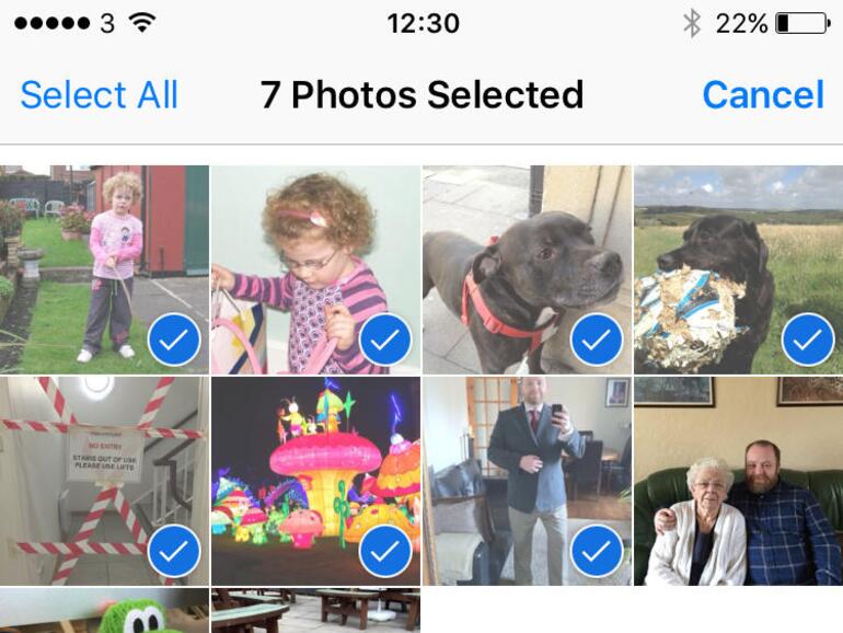 Um mehrere Bilder auszuwählen musst du nun nicht mehr mühsam jedes einzeln antippen.
