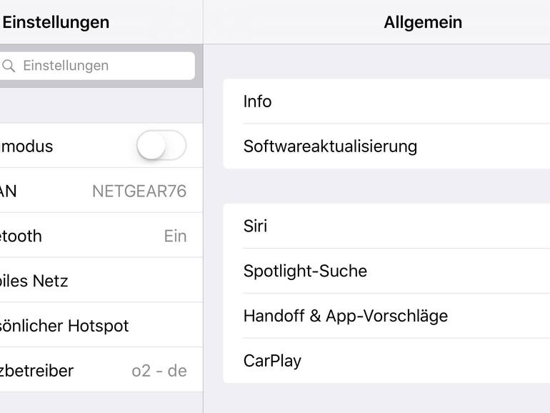 Die zusätzliche Leiste links navigiert schnell durch die Einstellungen und zeigt die Suche an.
