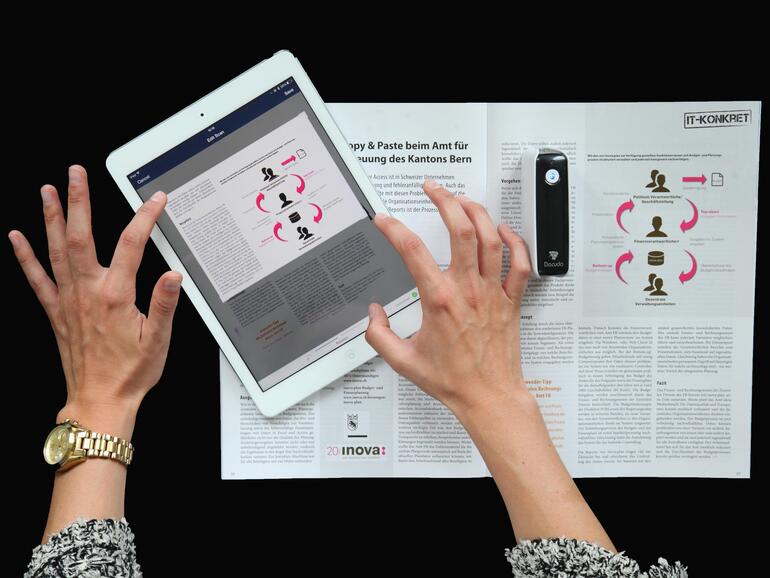 Der kabellose Scanner Pocketscan von Dacuda erlaubt Scans bis zu einer Größe von DIN A2.