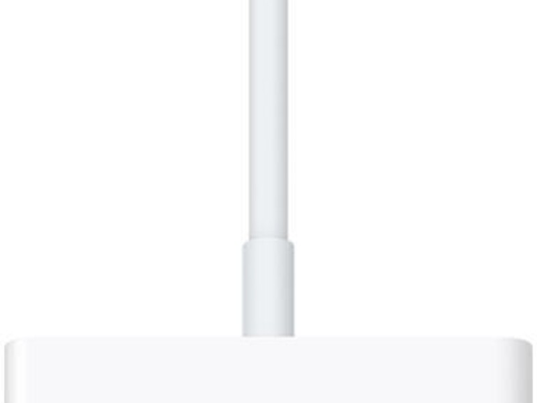 Um weitere Geräte wie etwa einen Beamer anschließen zu können, bedarf es eines Multiport-Adapters.