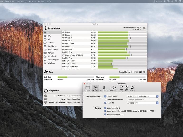 TG Pro überwacht die Temperaturen deines Macs und kontrolliert den Lüfter.