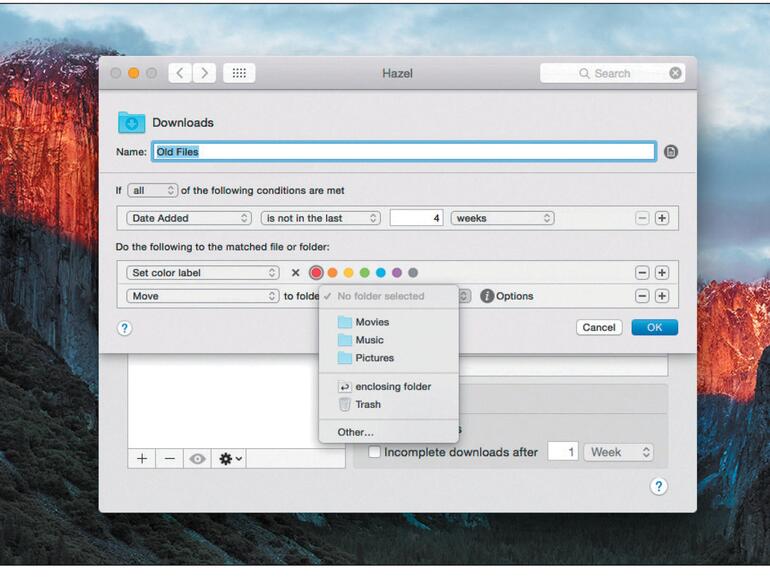 Hazel hilft zum Beispiel dabei, den Download-Ordner im Auge zu behalten.
