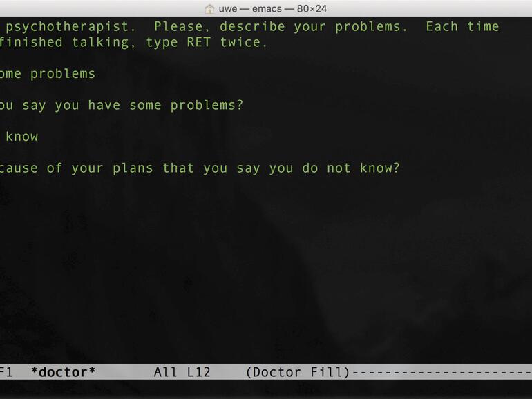 Sogar „therapeutische“ Fähigkeiten hat der Texteditor „emacs“.