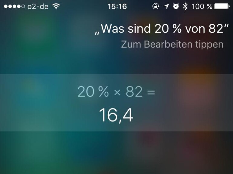 Lasse einfache Aufgaben von Siri berechnen. So kann Siri die Höhe des Trinkgeldes in einem Restaurant ausrechnen.