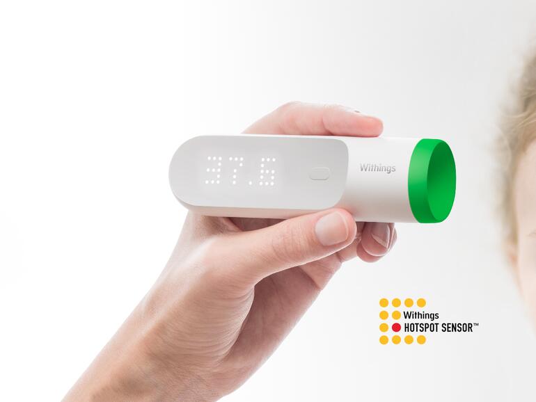 Withings stellte auf der CES nicht nur einen Aktivitätstracker, sondern mit „Thermo“ auch ein Schläfenthermometer vor.
