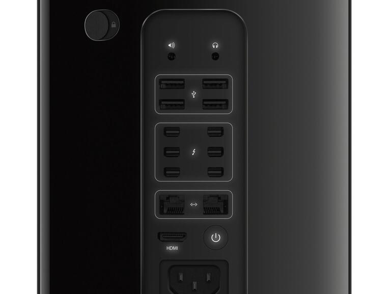 Während der (noch aktuelle) Mac Pro gleich zwei Gigabit-Ethernet-Schnittstellen aufweist …