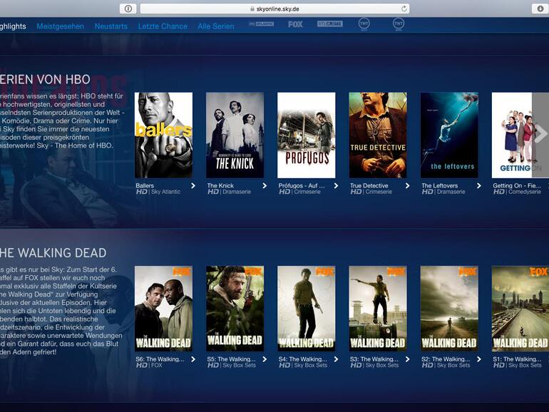 Das Serienangebot von Sky Online ist im Entertainment-Paket durch die Inklusion von Sendern wie Fox und Sky Atlantic ziemlich aktuell …