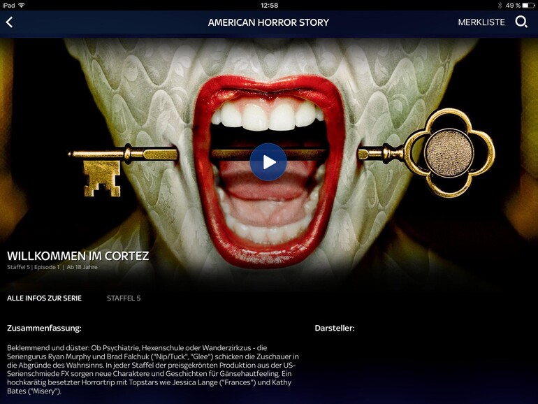…, so dass man hier in den Genuss neuester Serien-Staffeln, etwa von „American Horror Story“, kommt.