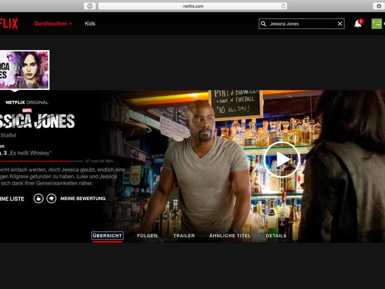Netflix produziert eigene hochwertige Serien wie „Marvel’s Jessica Jones“ und kann diese deshalb exklusiv anbieten.