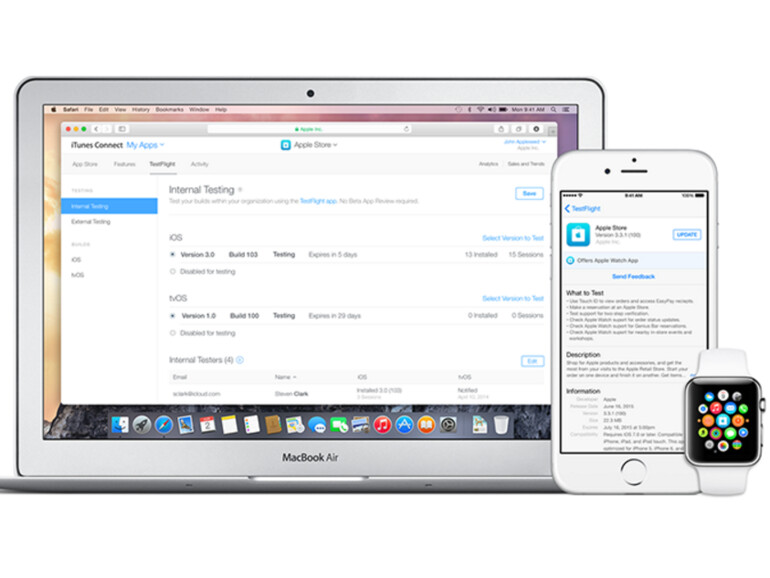TestFlight unterstützt nun iOS 9.3 und watchOS 2.2