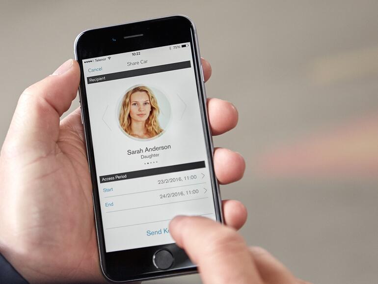 Der Smartphone-Autoschlüssel kann auch weitergegeben werden