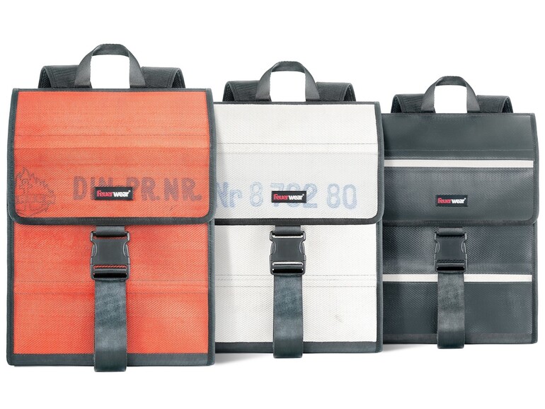 Das Kölner Unternehmen Feuerwehr hat seinen ersten Rucksack, Eric, vorgestellt, der in den Schlauchfarben Rot, Weiß und Schwarz erhältlich ist.