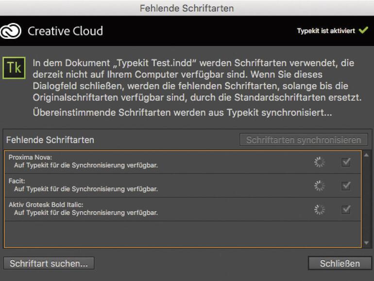 Einmal in Typekit hinterlegt Schriften stehen überall zu Verfügung.