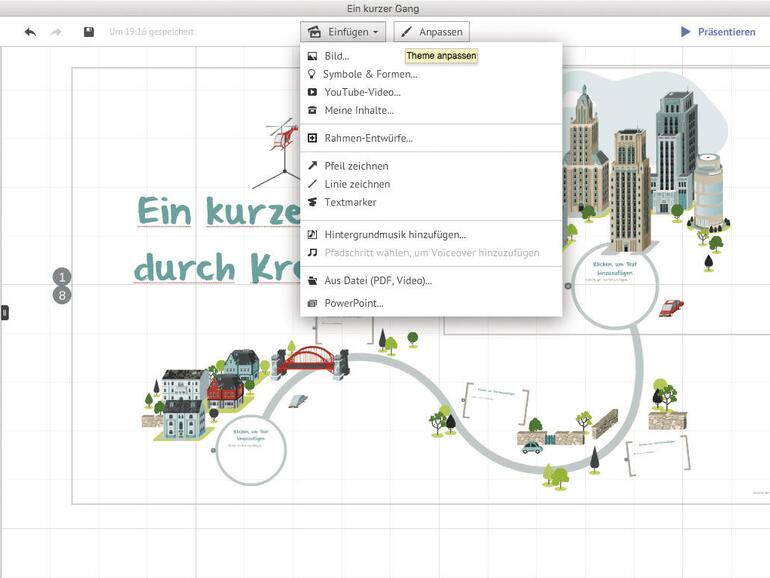Auch auf kleinen Bildschirmen ist Prezis Zoom effektiv.