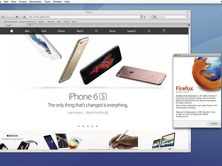 Firefox 3.6 ist die neueste Version, die auf einem PowerPC-Mac läuft.