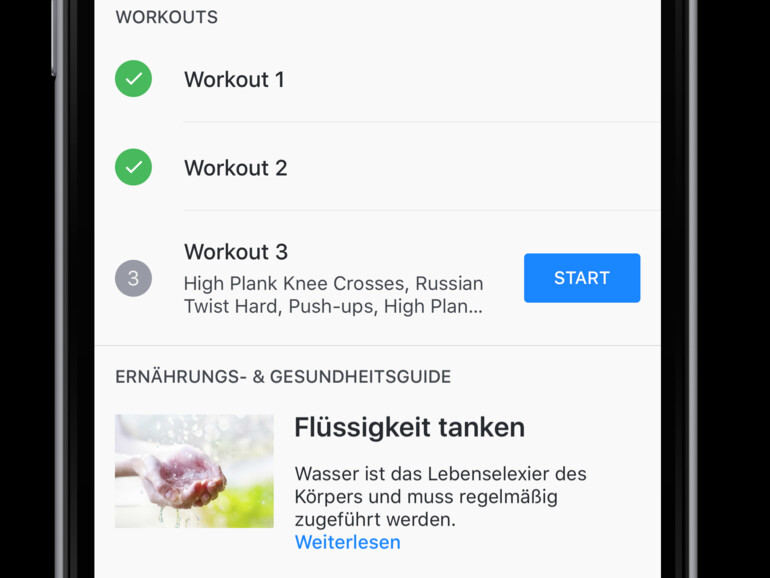 Zusätzlich gibt es noch den Ernährungsguide, der, wie auch der Trainingsplan, für 12 Wochen angelegt ist.
