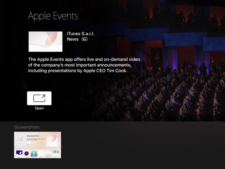 Apple hat einen Event-Kanal für Apple TV 4 gestartet