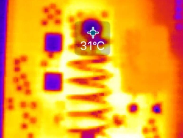 Praktisch ist die Einblendung der wärmsten und kältesten Stelle bei der Seek Compact.
