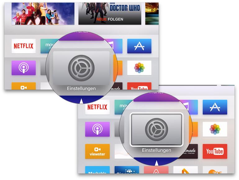 Eine zusätzliche Umrandung erhöht auf dem Apple TV die Sichtbarkeit