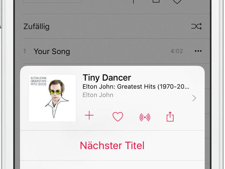 Apple Music: Durch Tippen auf das Radiosymbol kannst du einen individuellen Sender auf Basis eines einzelnen Titels erstellen.