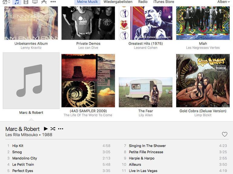 Graue Flächen zeigt iTunes, wenn kein Cover-Artwork vorhanden ist.