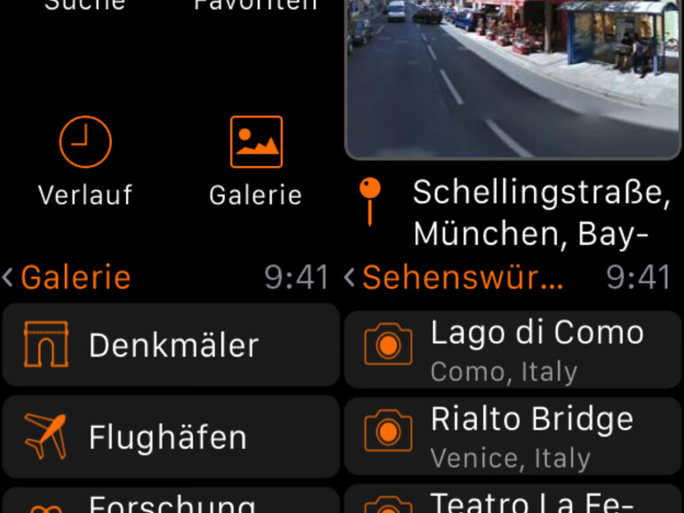 Streets für Apple Watch: Drehung im Panorama mit der digitalen Krone