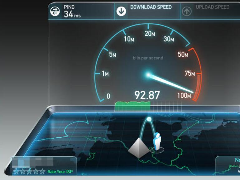 Die Website Speedtest.net gibt schnelle Auskunft über die Verbindung beim Upload und Download.
