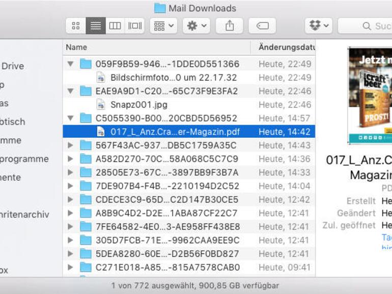 Gesicherte Downloads aus Mail können im Laufe der Zeit eine Menge Platz belegen, lassen sich aber einfach und gefahrlos löschen.